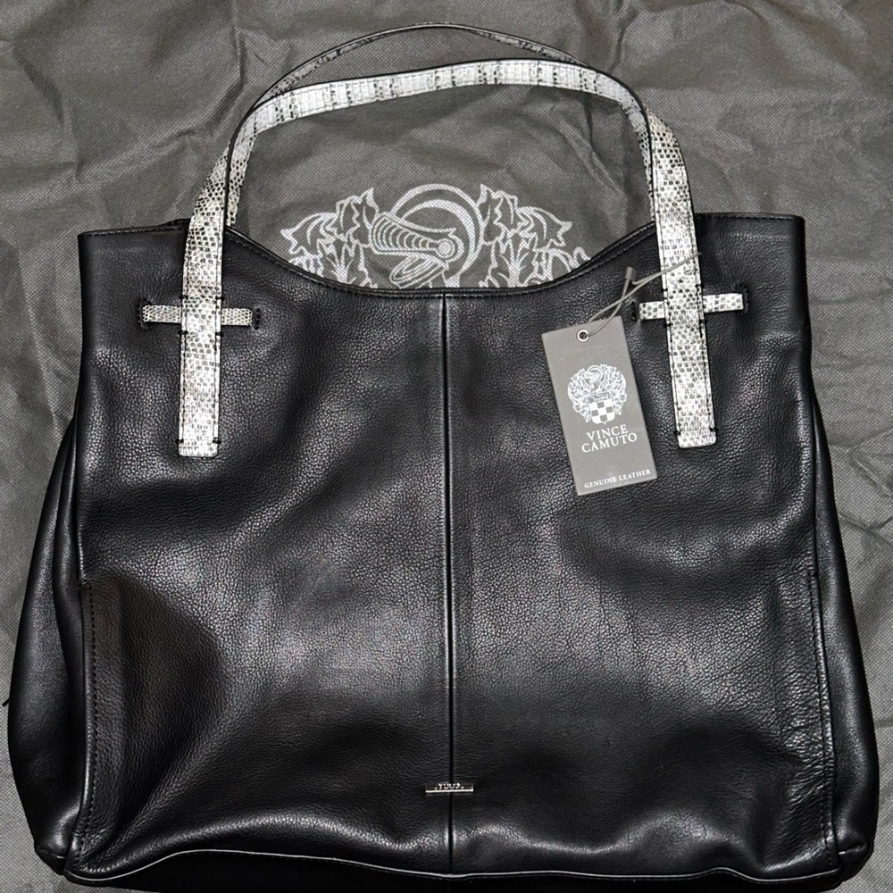 Vince Camuto Black and White Leather Tote